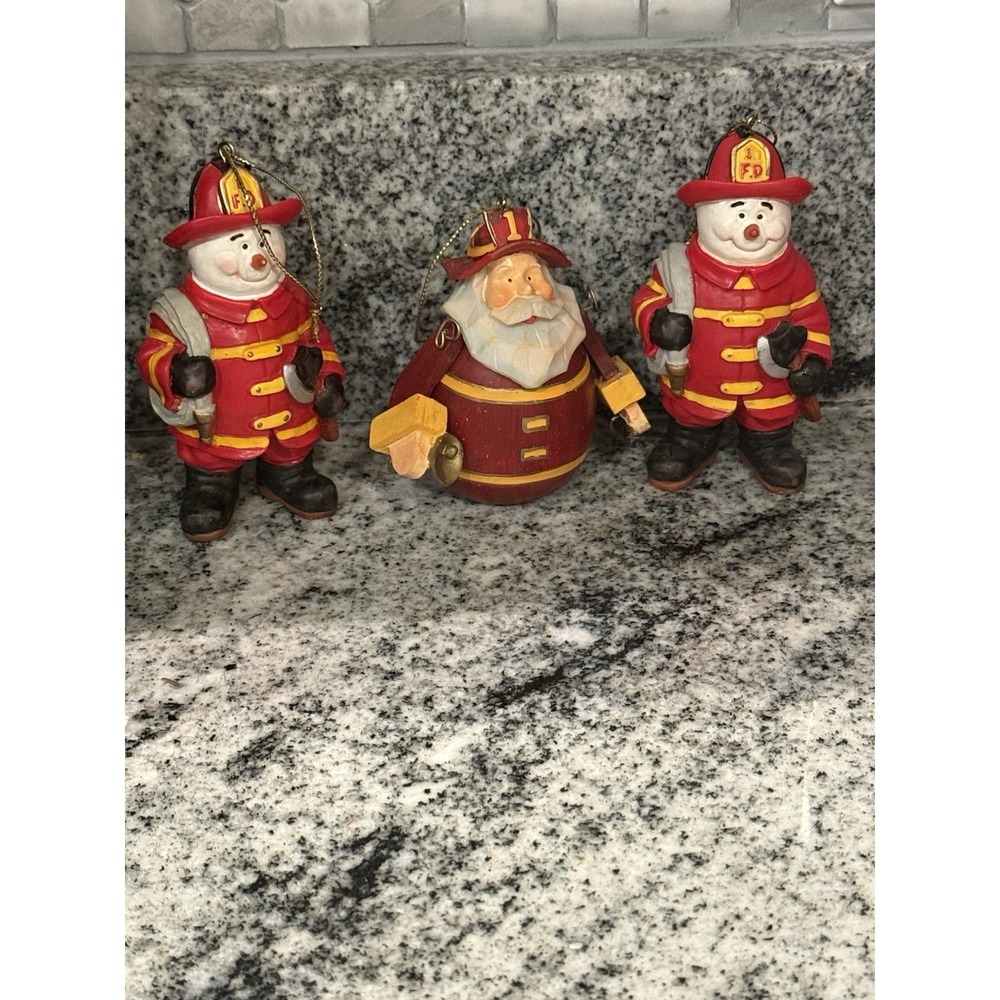Lot Of 3 Firefighter‎ Resin Ornaments